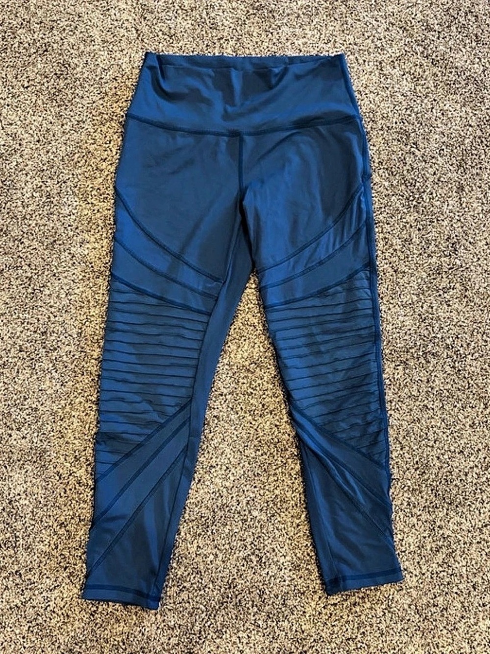 Aerie Chill Play Move Ruched Panel Leggings in Blue Size Large Like New